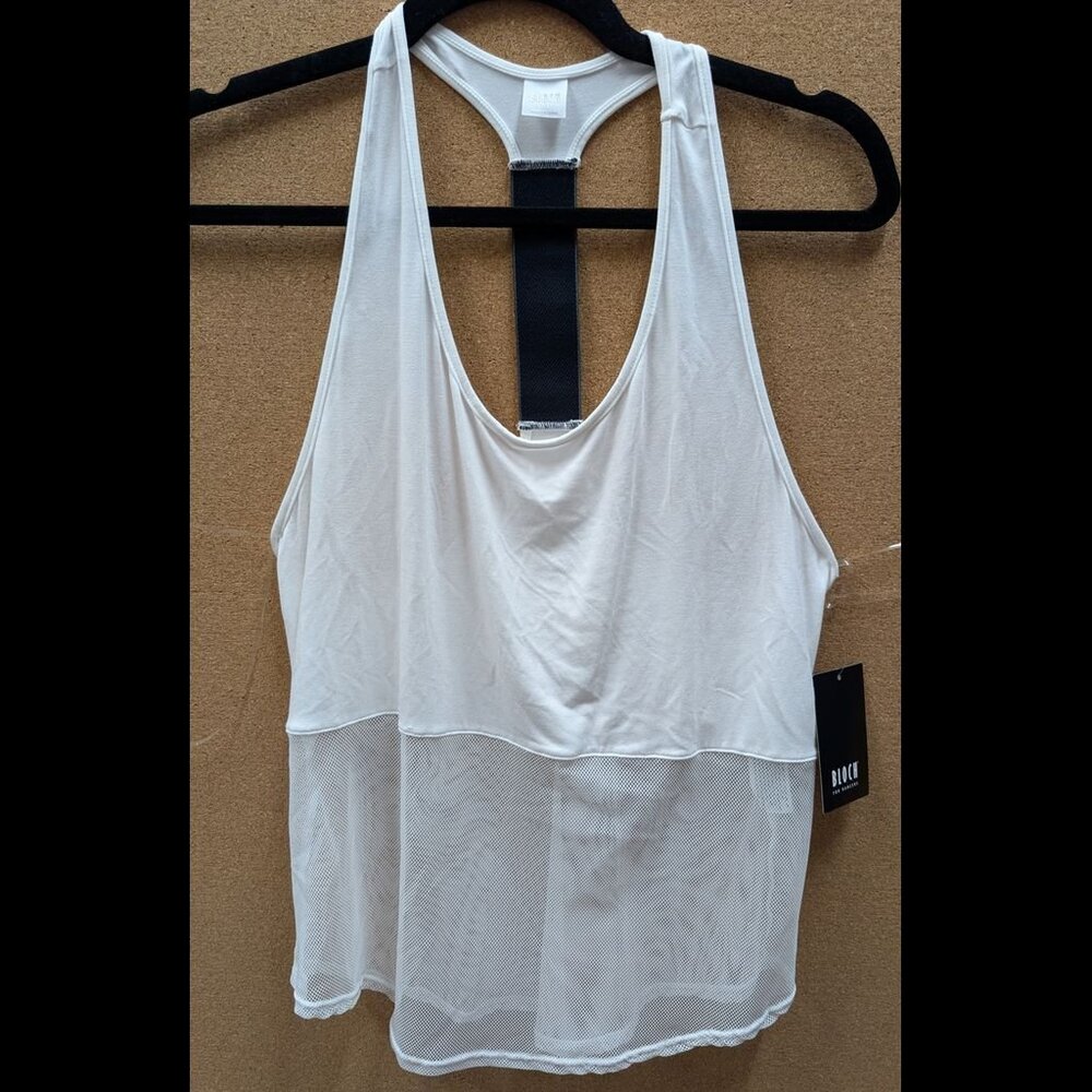 Bloch White Mesh Panel Racerback Tank Top